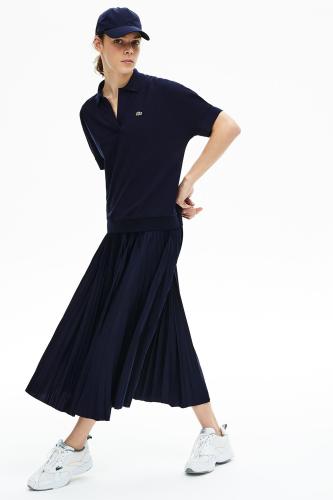 Lacoste γυναικεία μπλούζα πόλο με ribbed τελείωμα - PF0504 Μπλε Σκούρο XS